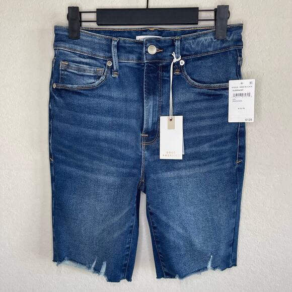 NEW Good American Always Fits Good Legs Bermuda Shorts Mid-Rise - Size 6-12 - Picture 4 of 8